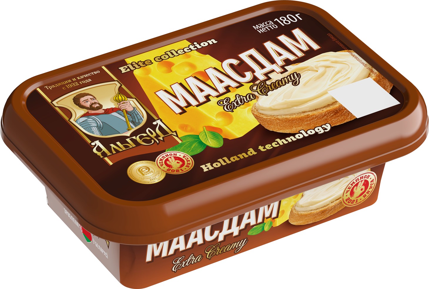 Сыр плав 'Альгерд' Маасдам 45% 180г БЗМЖ ,Беларусь
