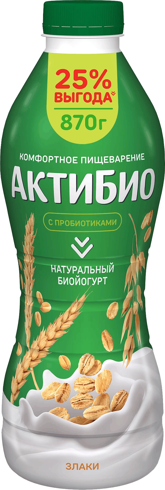 Биойогурт 'АктиБио' пит. злаки 1,6% 870г БЗМЖ