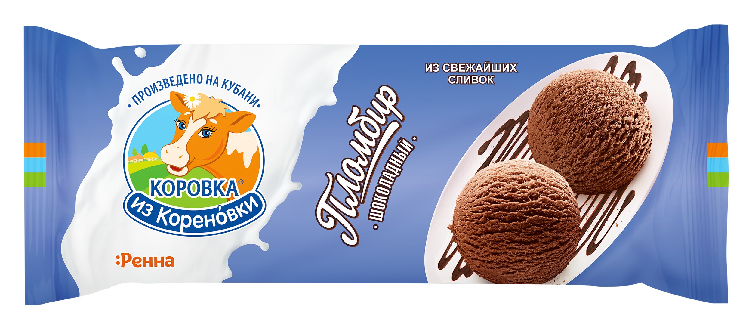 Мороженое 'Коровка из Кореновки' пломбир шоколадный брикет ф/п 400г БЗМЖ
