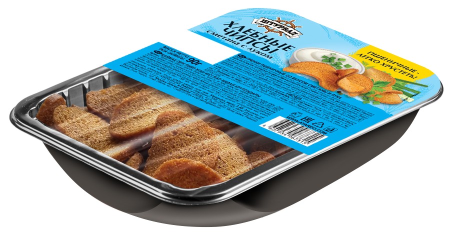 Гренки 'Хлебные Чипсы' пшенич. со вкусом сметаны/лука 90г, Штурвал