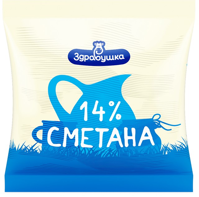 Сметана 'Здравушка' 14% м/у 400г БЗМЖ, Беларусь