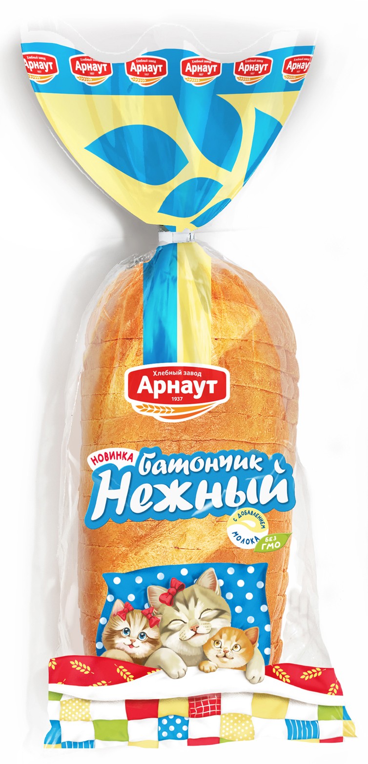 Батон 'Нежный' в нарезке 230г, Арнаут