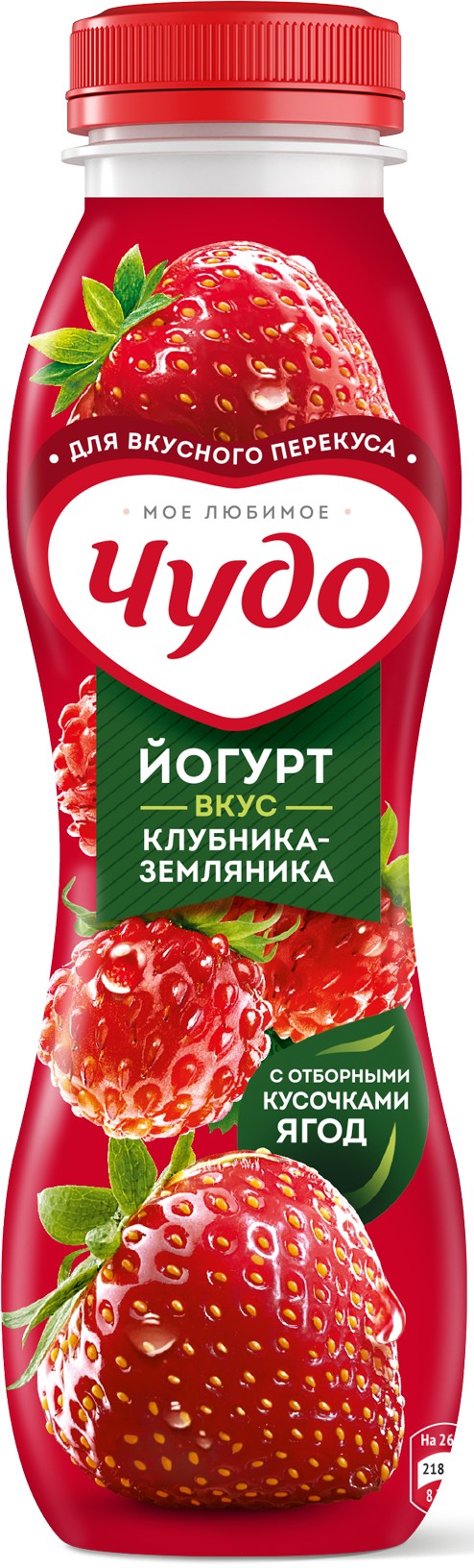 Йогурт 'Чудо' питьевой клубника/земляника 1,9% 260г БЗМЖ