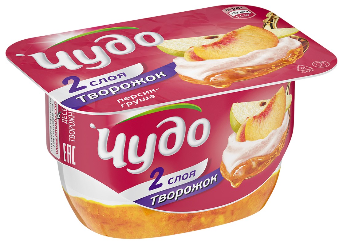 Десерт твор. 'Чудо' персик/груша 4,2% 100г БЗМЖ