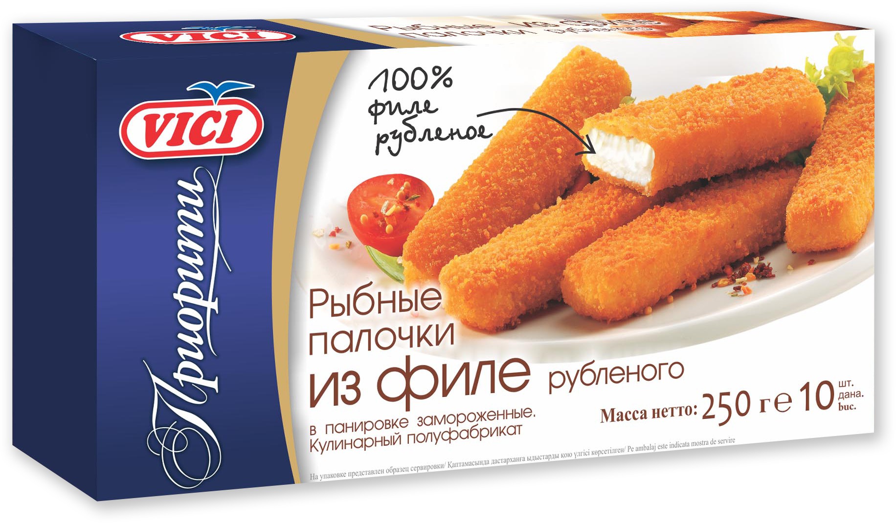 Палочки рыбные 'Приорити' из филе в панировке зам. 250г, Вичи