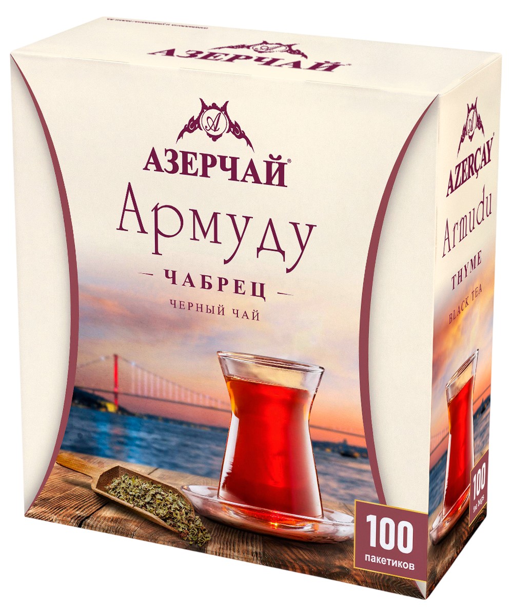 Чай 'Азерчай' Армуду чабрец черн. с/я 1,6гх100пак 