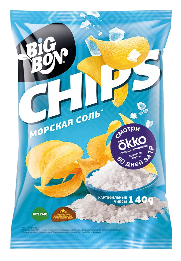 Чипсы 'Биг Бон' морская соль 140г, Беларусь