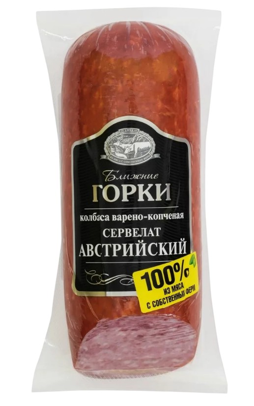 Колбаса в/к 'Сервелат Австрийский' в/у срез 330г, Ближние горки