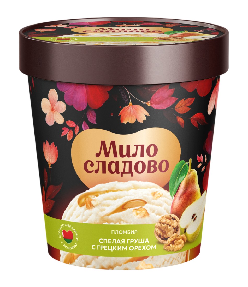 Мороженое 'Милосладово' груша-грецкий орех карт.ст. 285г БЗМЖ, Беларусь